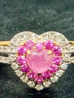 Heart Pink Sapphire 14k Halo Ring - Women Jewelry